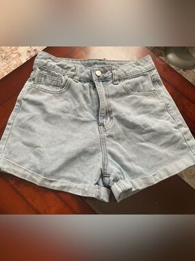 Light Wash High-Rise Denim Shorts
